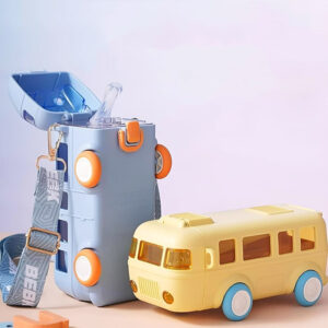 Bus Water Bottle with Straw & Strap