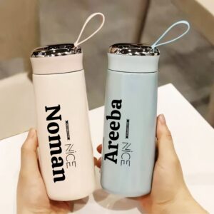 Customize Name Glass Water Bottle with Plastic Coated Cover (Random color)
