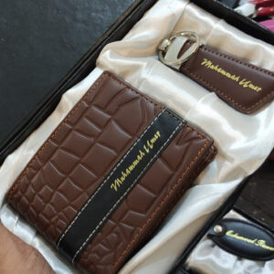 Cuztomize Name  Leather  Wallet keychain Set