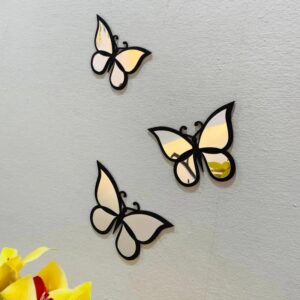 3D Black Silver Butterfly Set