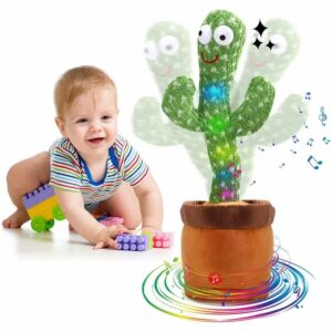 Dancing Cactus Toy Rechargeable with Music, Singing, Talking, Lightning, Wriggle- Funny talk back toy For Kids- High Quality with cap & mufflerr